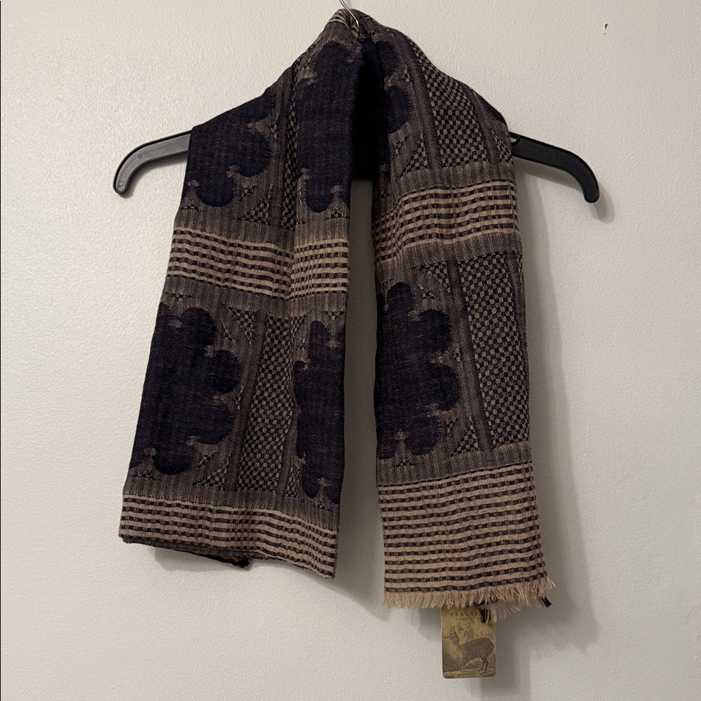 Peruvian Connection Black and Tan Men's Scarf